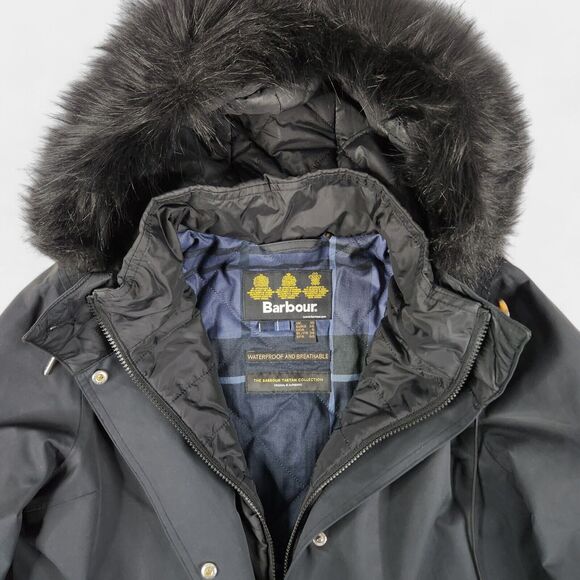 Barbour Jackets & Blazers - Barbour Braan Jacket Womens 6 Black Insulated Waterproof Parka Faux Fur Trim